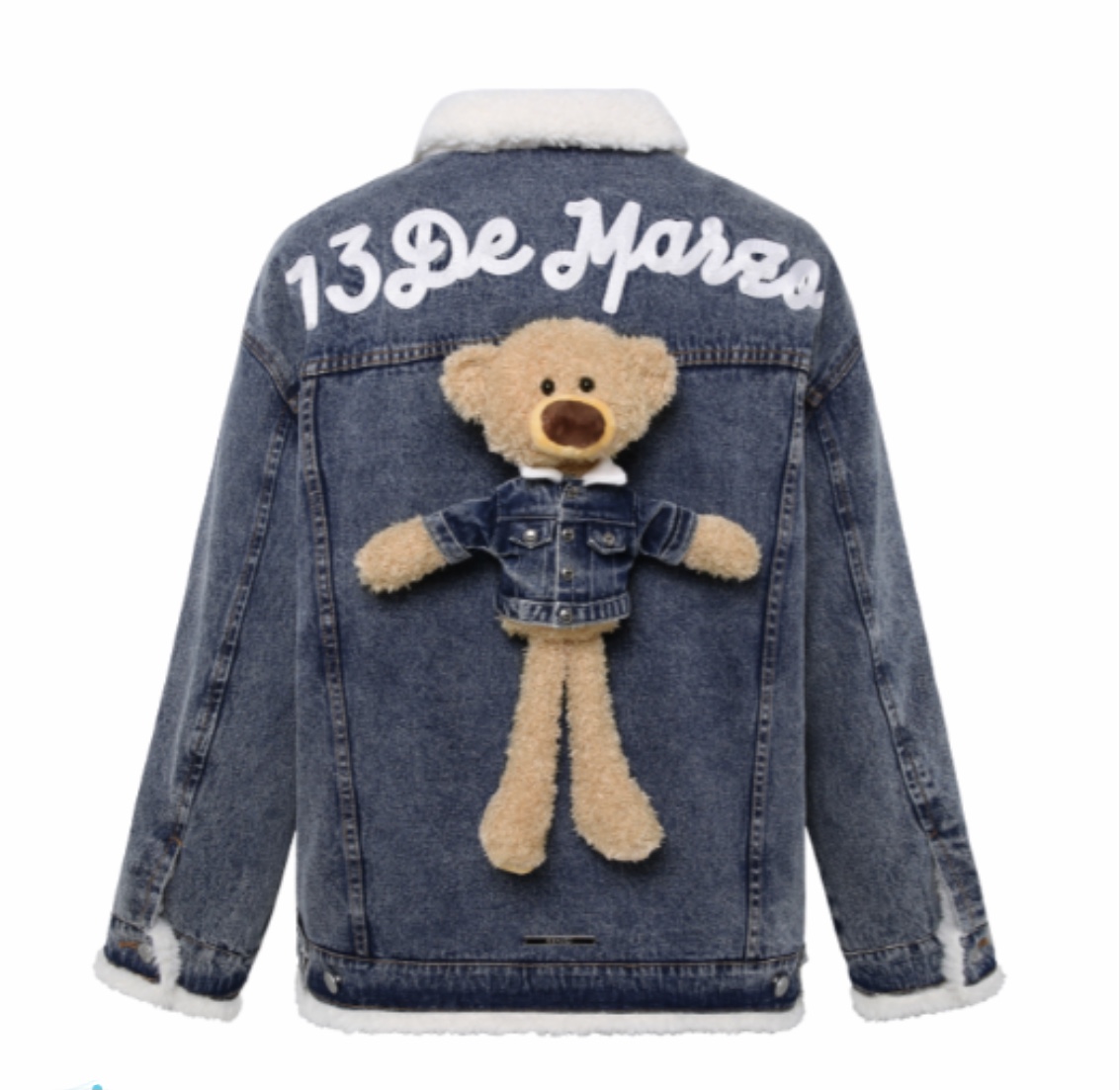 Áo Khoác 13 De Marzo Bear Wearing Fleece Denim Bonnie Blue 