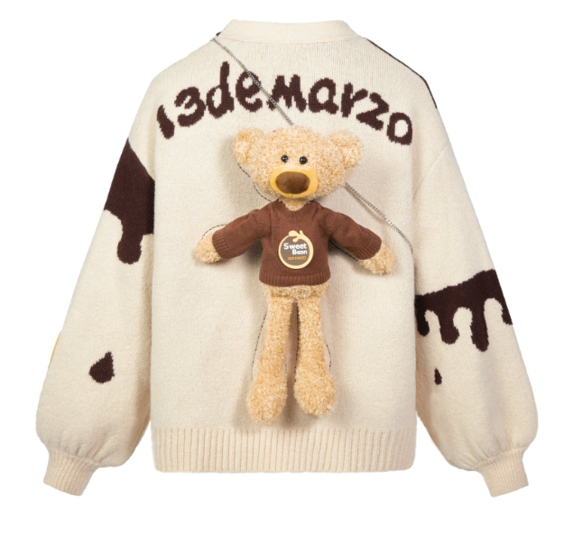 Áo 13 De Marzo x Pop Mart Brown Canned Cream Cardigan