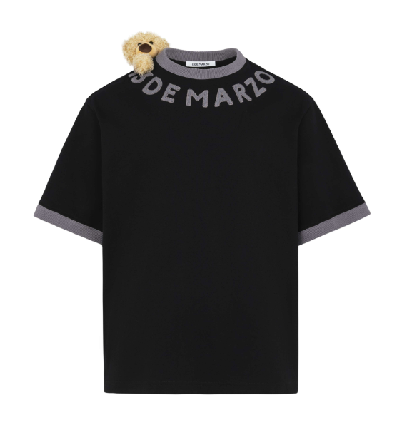 13 De Marzo Round Neck Knit Logo  T-shirt Black Beauty