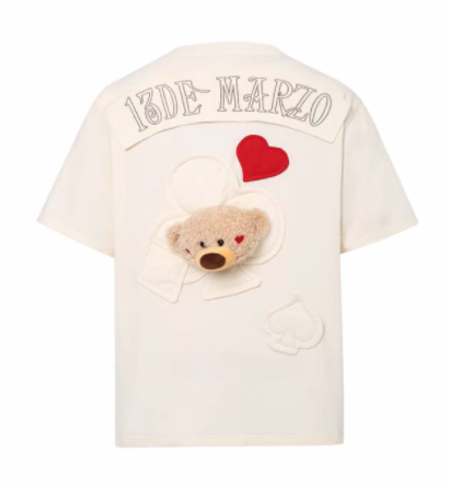 Áo 13 De Marzo Poker Heart Suit Protuberate Whisper White T-shirt 